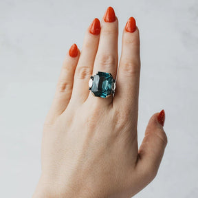 14K Yellow Gold Art Deco Synthetic Spinel & Onyx Ring