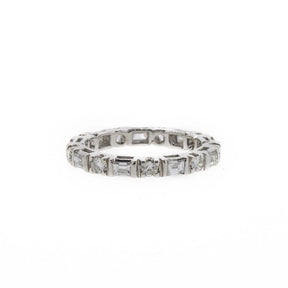 Baguette & Round Diamond White Gold Eternity Band