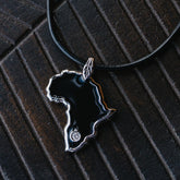 Sterling Silver Enameled African Pendant Necklace With Diamond