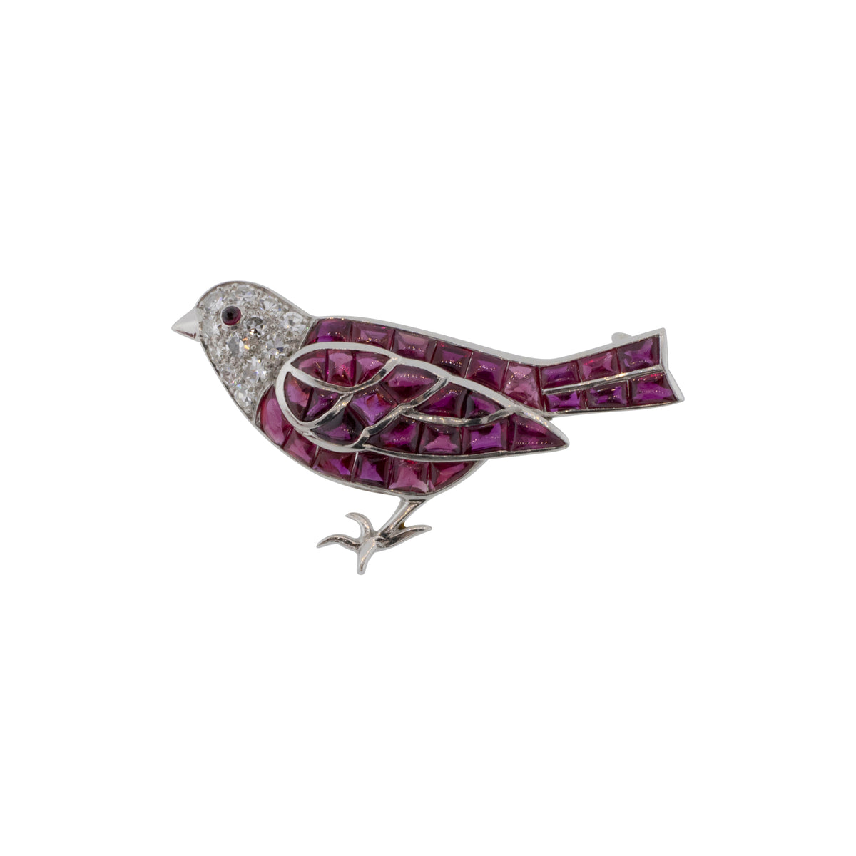 Platinum Art Deco Hand Engraved Cartier Bird Brooch