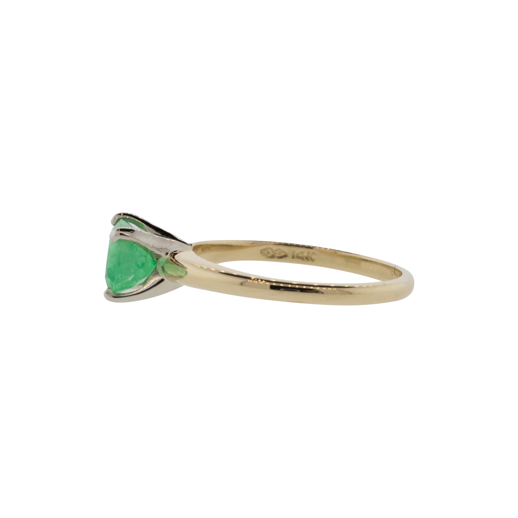 East-West Oval Emerald Solitaire Ring