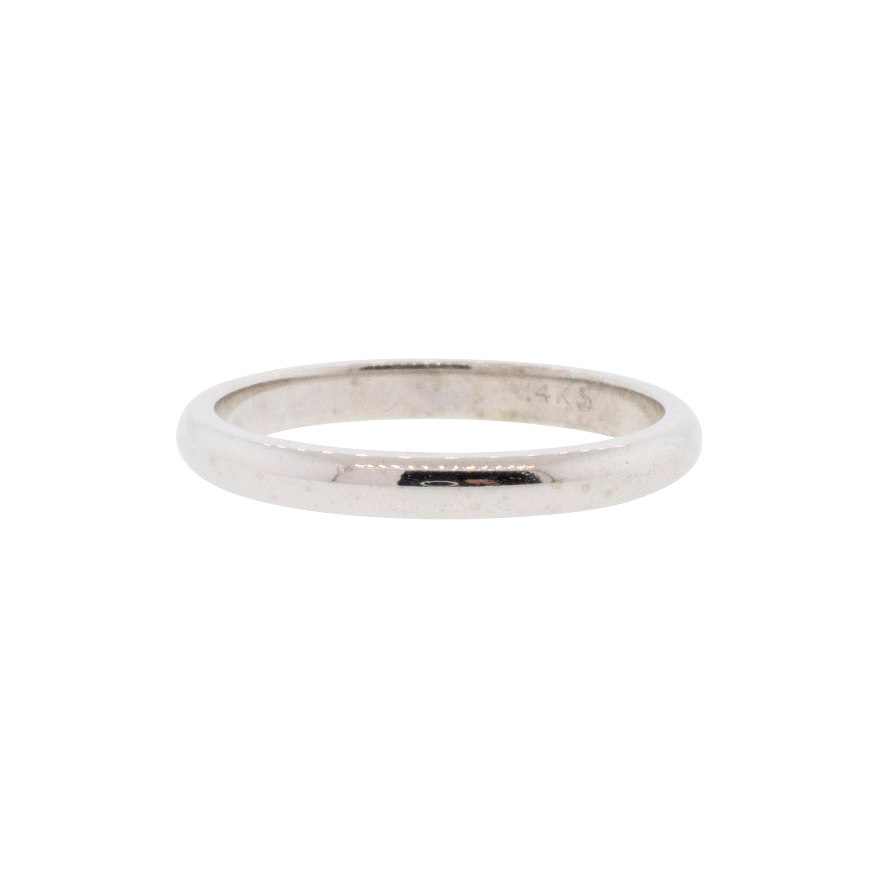 14K White Gold Half Round Band