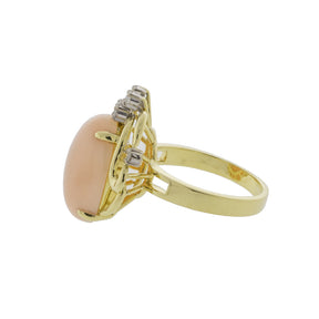 Angel Skin Coral and Diamond Asymmetrical Ring