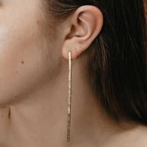 Yellow Gold Articulated Dangle Line Earrings