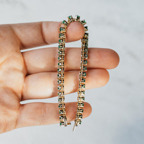 14K Yellow Gold Natural Emerald Tennis Bracelet