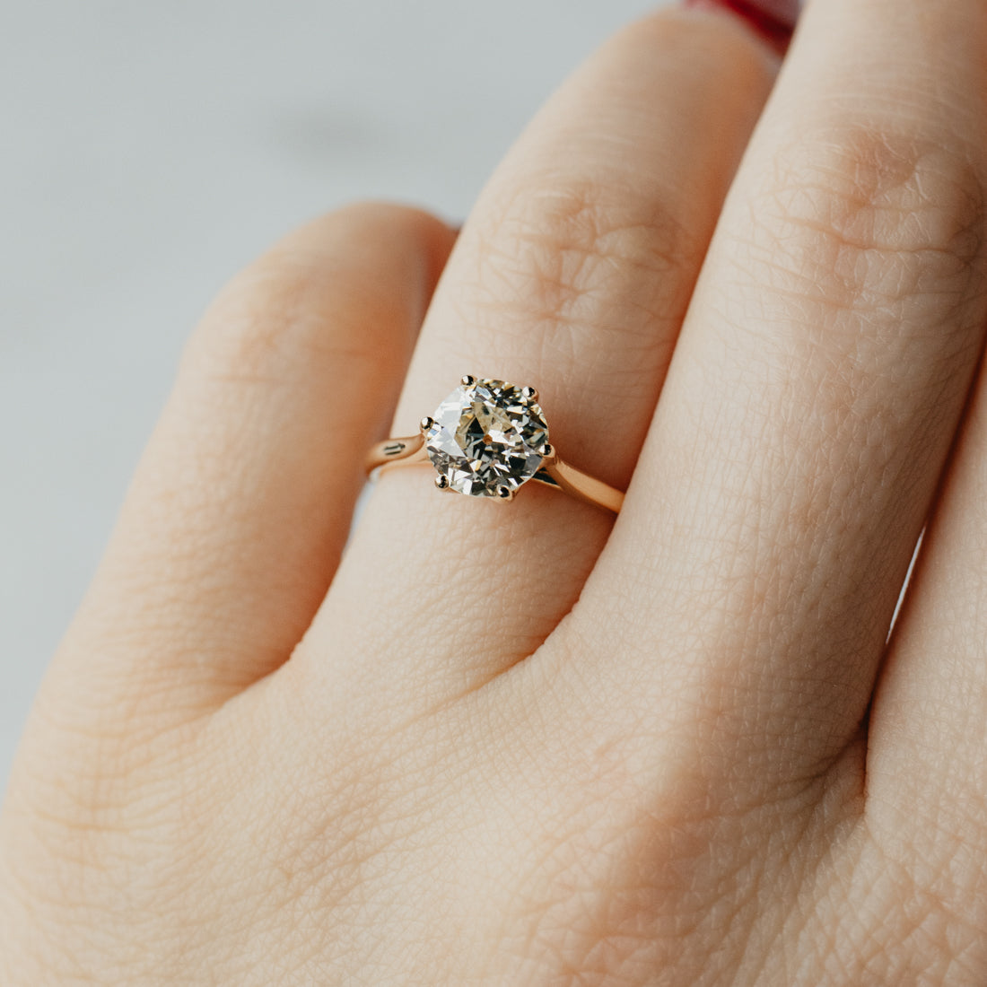 14K Yellow Gold 1.64ct Old European Cut Diamond Solitaire Ring