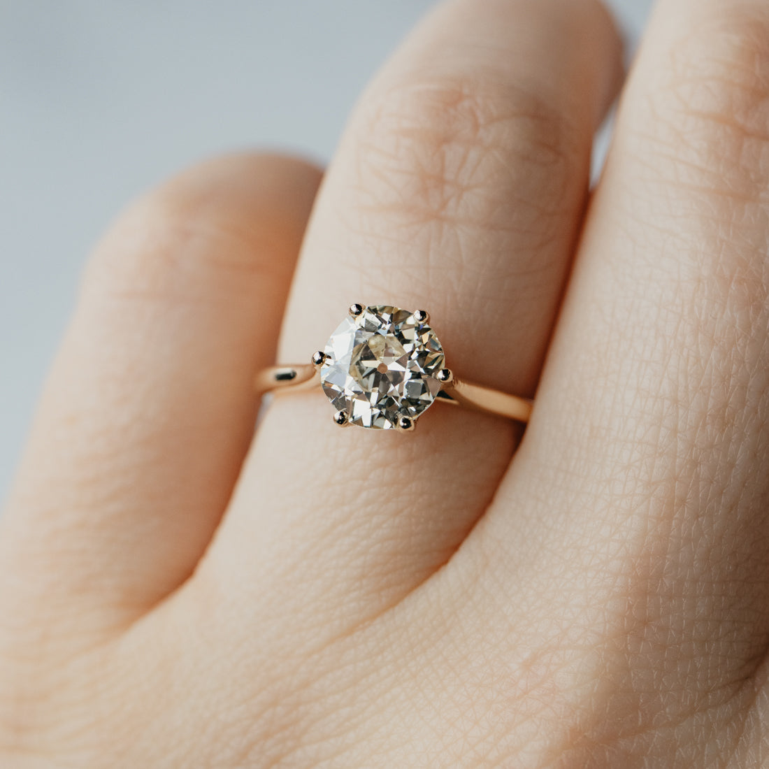 14K Yellow Gold 1.64ct Old European Cut Diamond Solitaire Ring