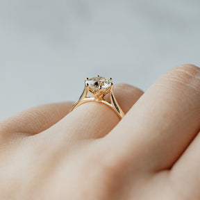 14K Yellow Gold 1.64ct Old European Cut Diamond Solitaire Ring