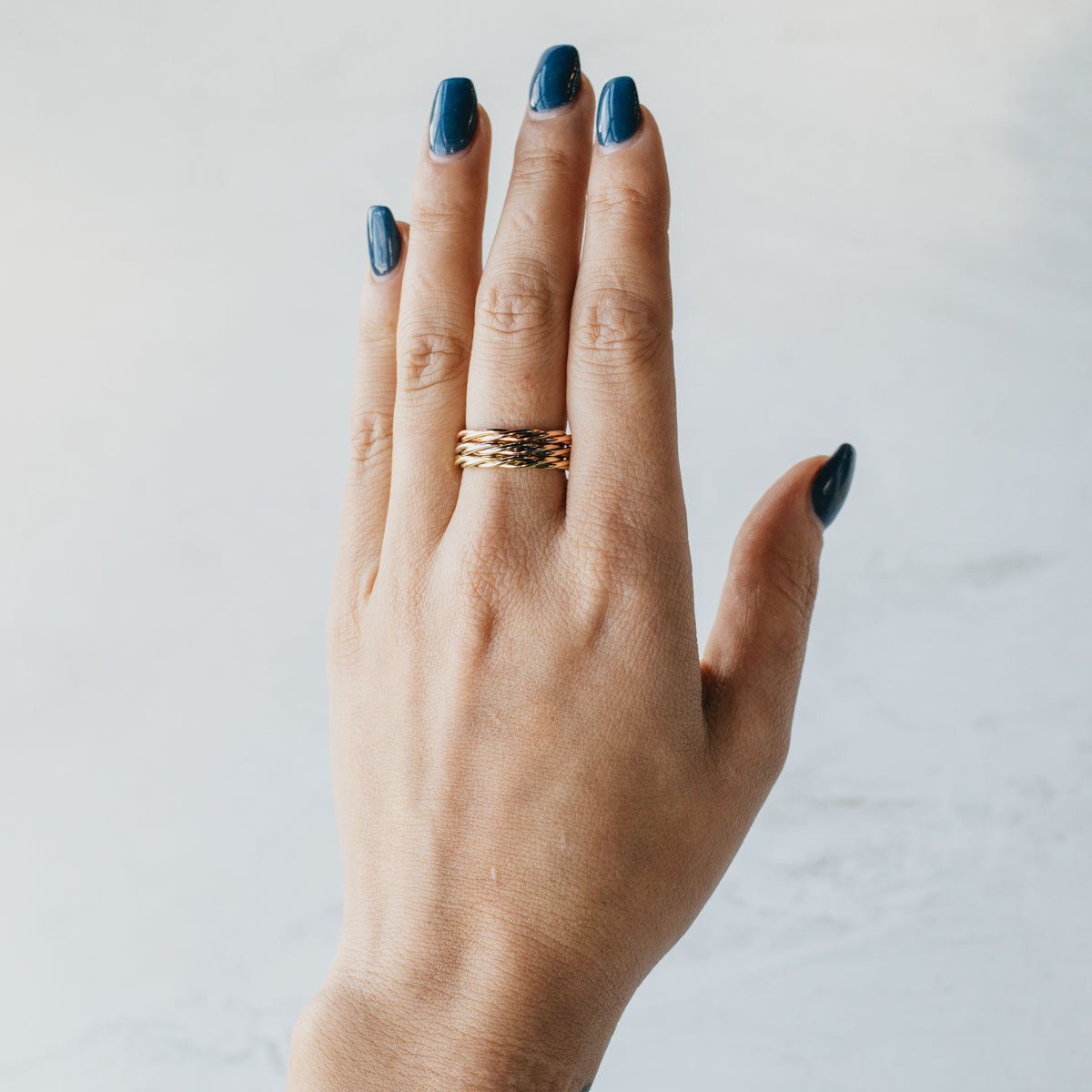 18K Tri-Tone Twisted Cuff Ring