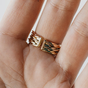 18K Tri-Tone Twisted Cuff Ring