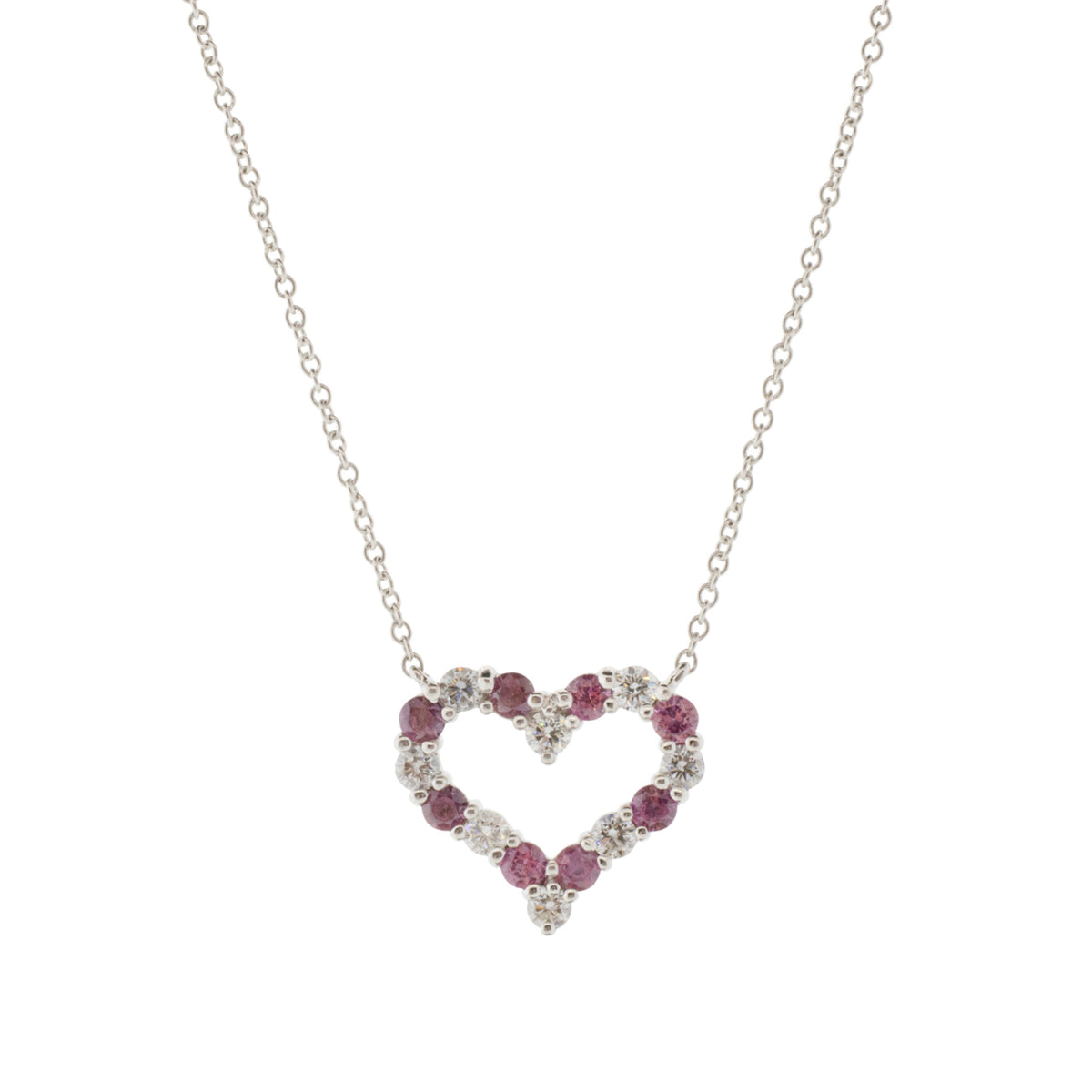 Tiffany & Co. Heart Pink Sapphire and Diamond Necklace