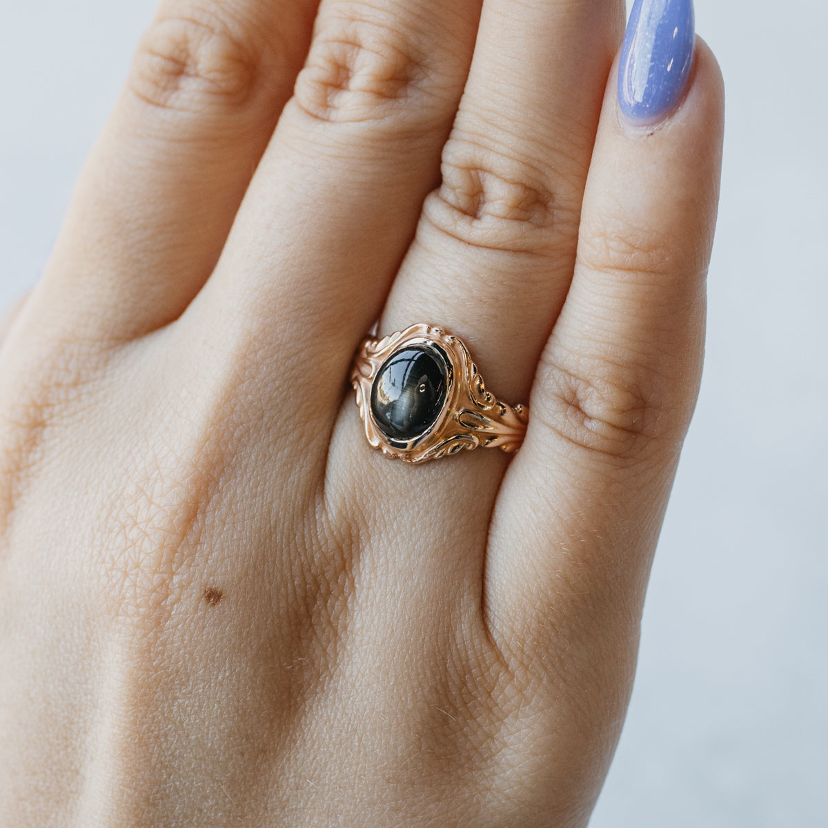 Vintage Black Star Sapphire Ring