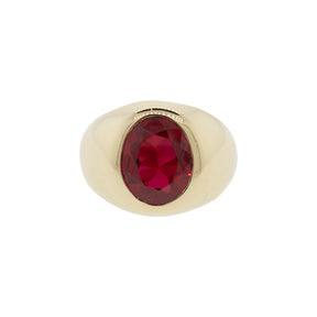 Flush Set Lab Ruby Solitaire Ring