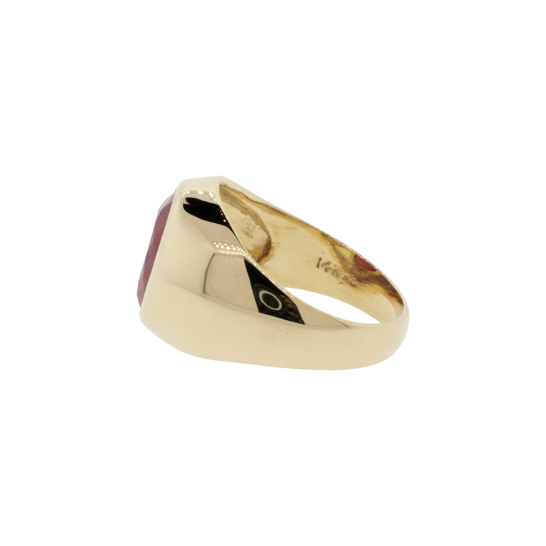 Flush Set Lab Ruby Solitaire Ring