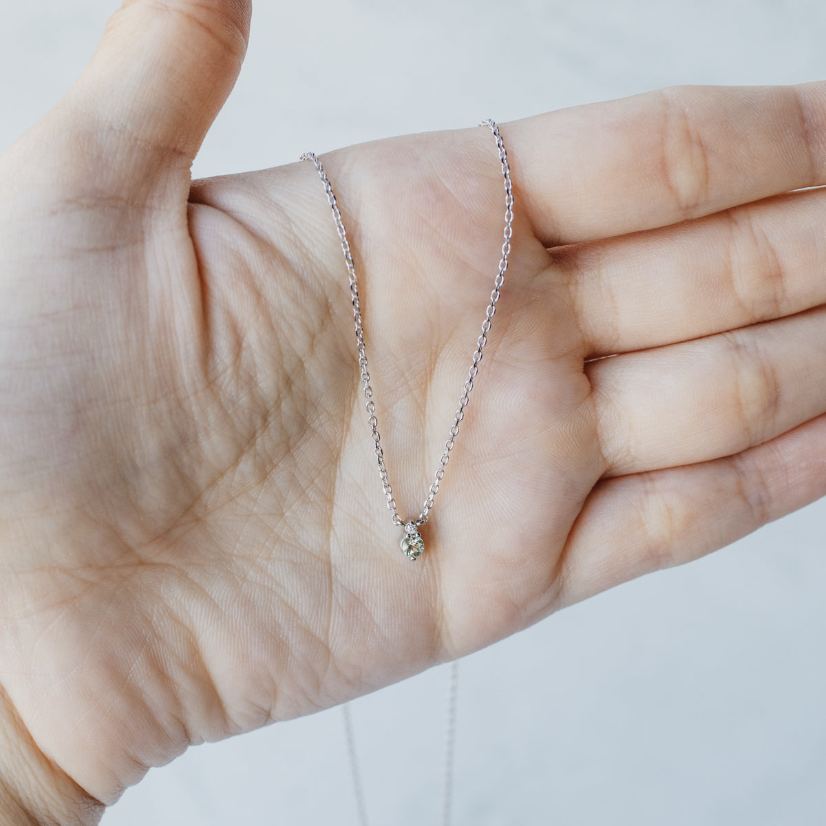 Delicate Prasiolite & Diamond Necklace