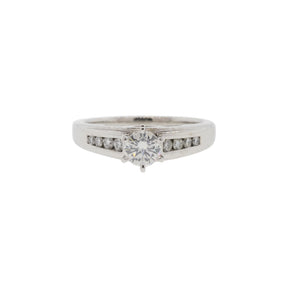 Channel Set Accented Solitaire Diamond Engagement Ring