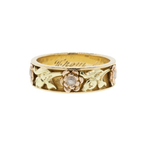 1940's Tri-Tone Floral Wedding Band