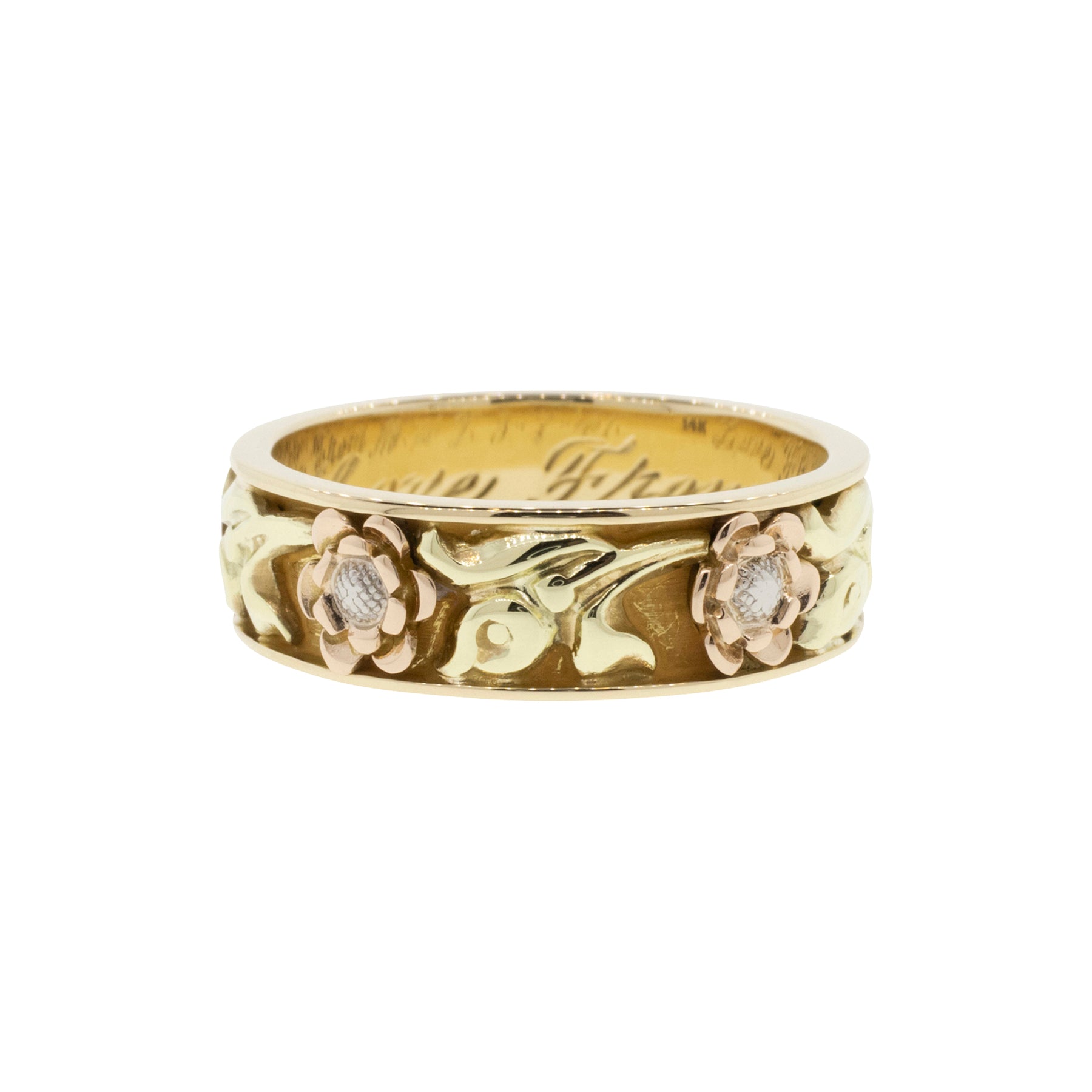 1940's Tri-Tone Floral Wedding Band