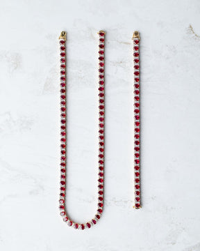 18k Gold 34.66ctw Ruby and Diamond Necklace