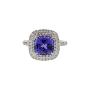 Platinum Tiffany & Co Tanzanite Double Halo Ring