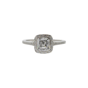 Platinum Tiffany & Co Cushion Cut Halo Engagment Ring