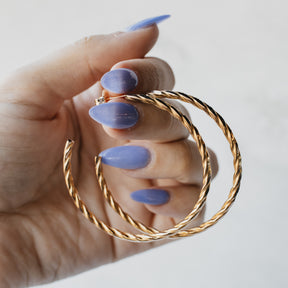 High-Polish Rope Style Hollow Hoop Earrings