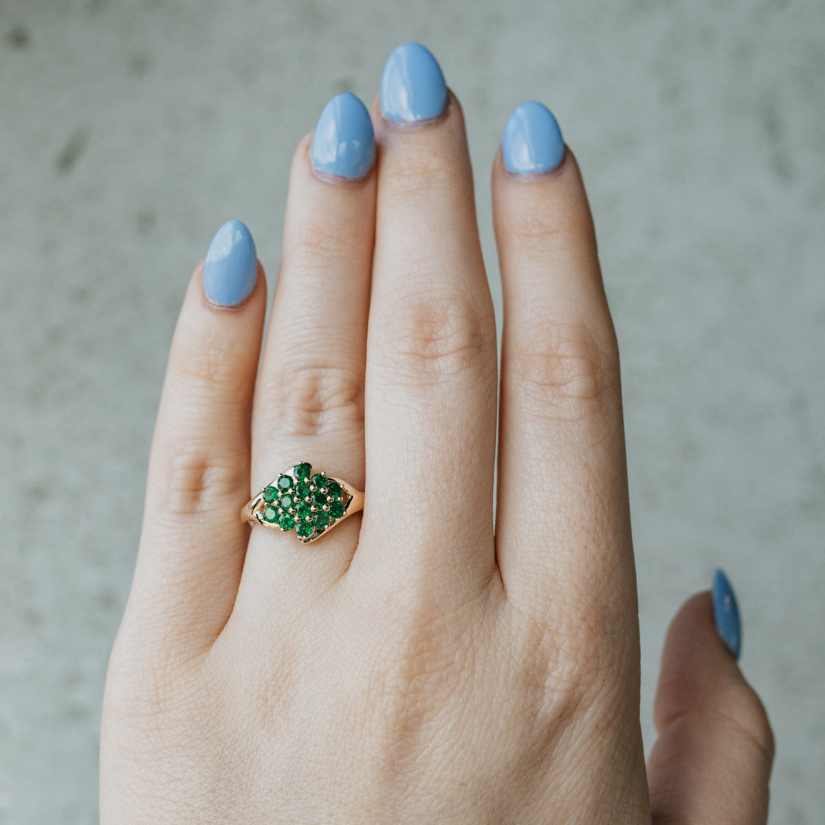 Tsavorite Garnet Cluster Ring