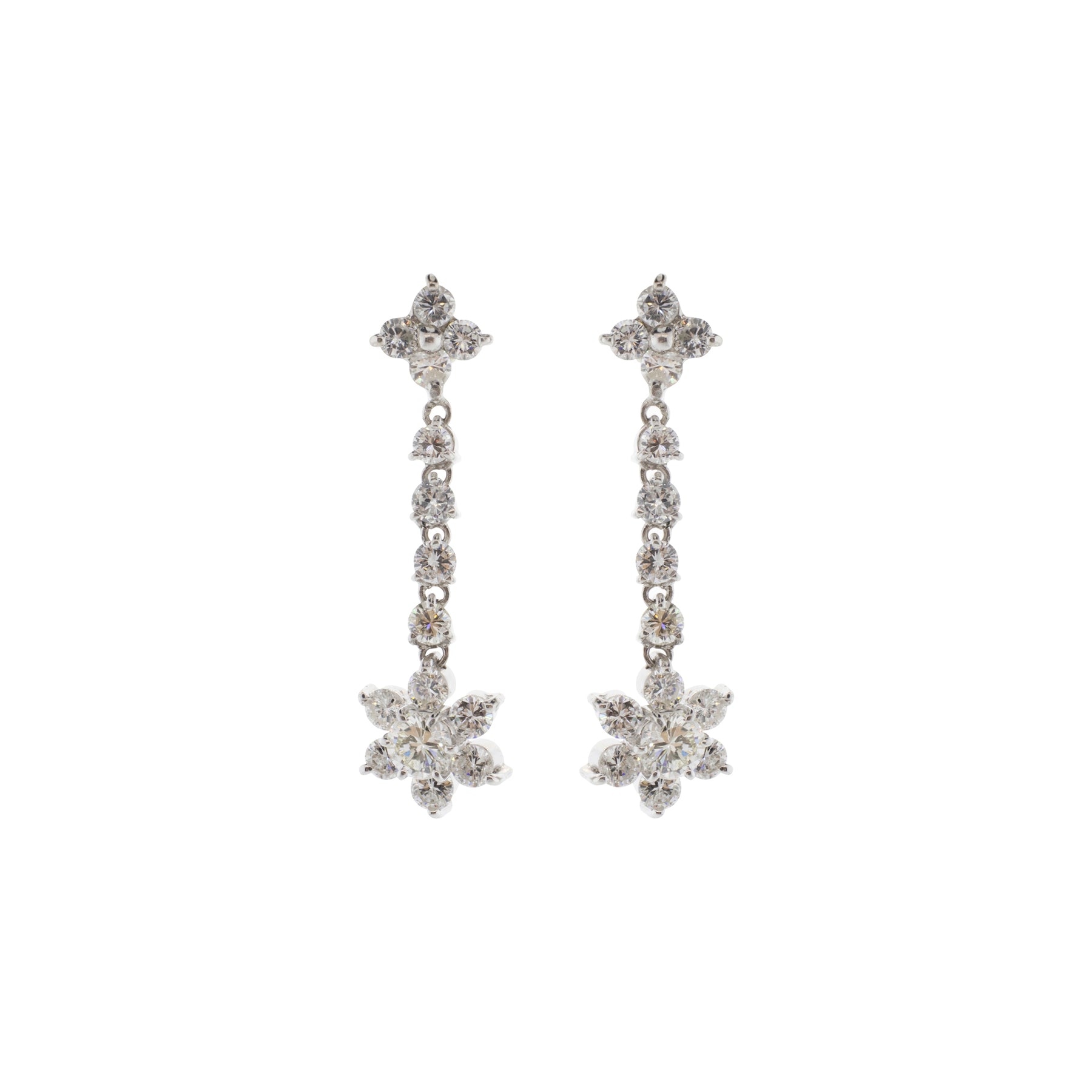 Floral Diamond Dangle Earrings