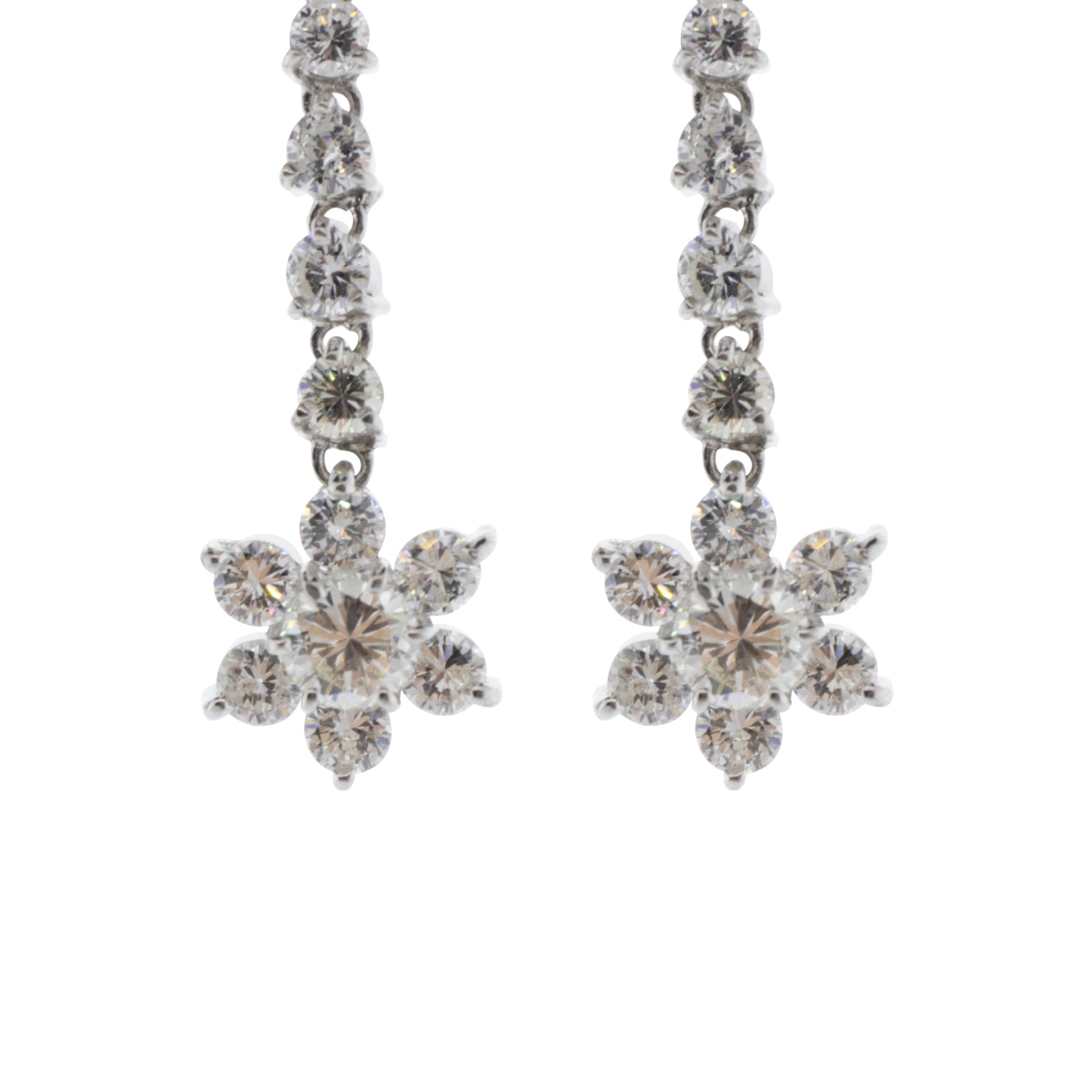 Floral Diamond Dangle Earrings