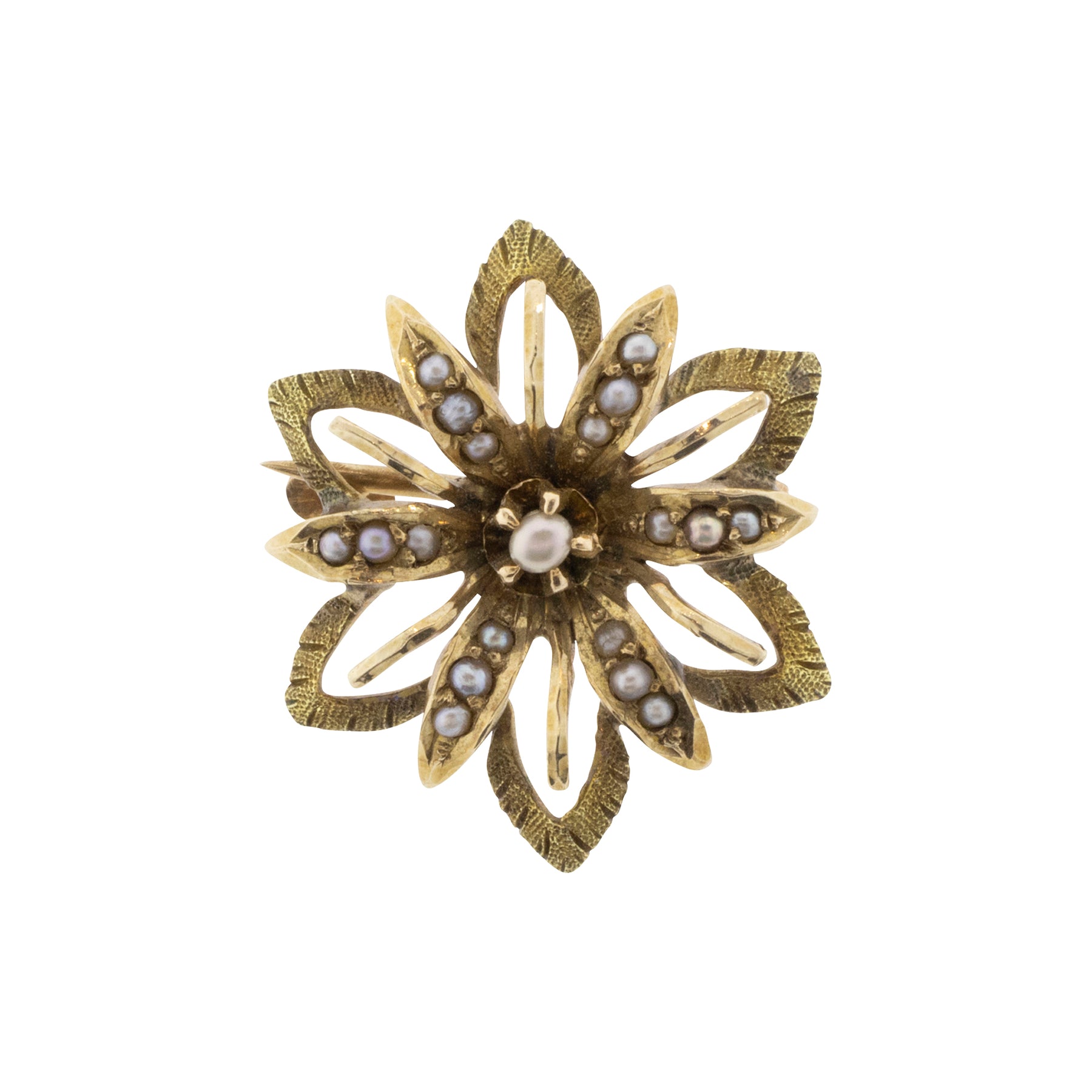 Victorian Seed Pearl Flower Brooch