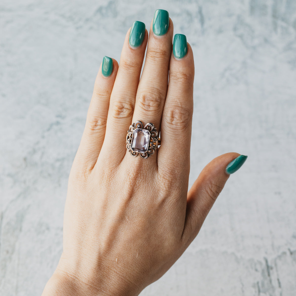 14K Yellow Gold Art Deco Amethyst Ring