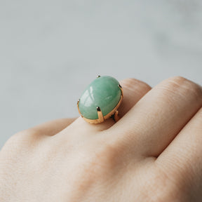 Apple Mottle Cabochon Jade Ring