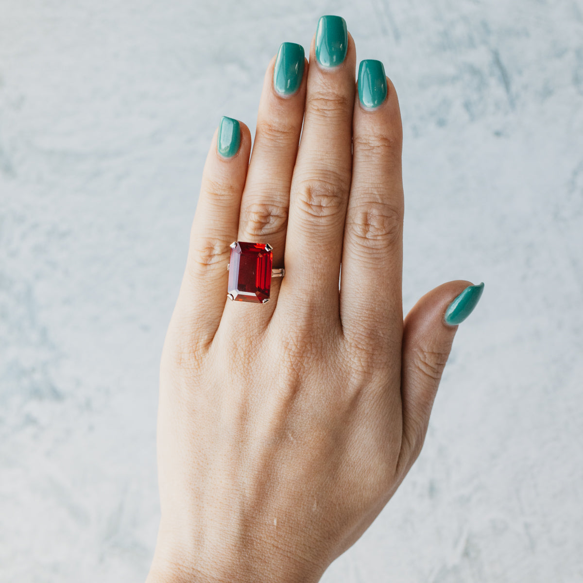 14K White Gold Verneuil Lab Ruby & White Quartz Ring
