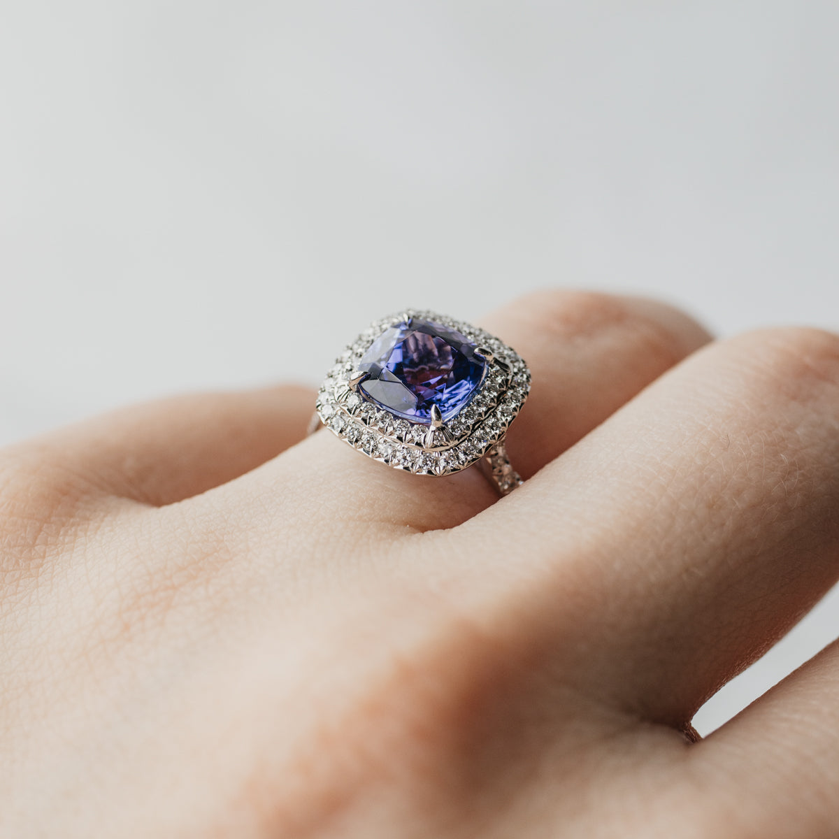 Platinum Tiffany & Co Tanzanite Double Halo Ring