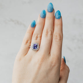 Platinum Tiffany & Co Tanzanite Double Halo Ring