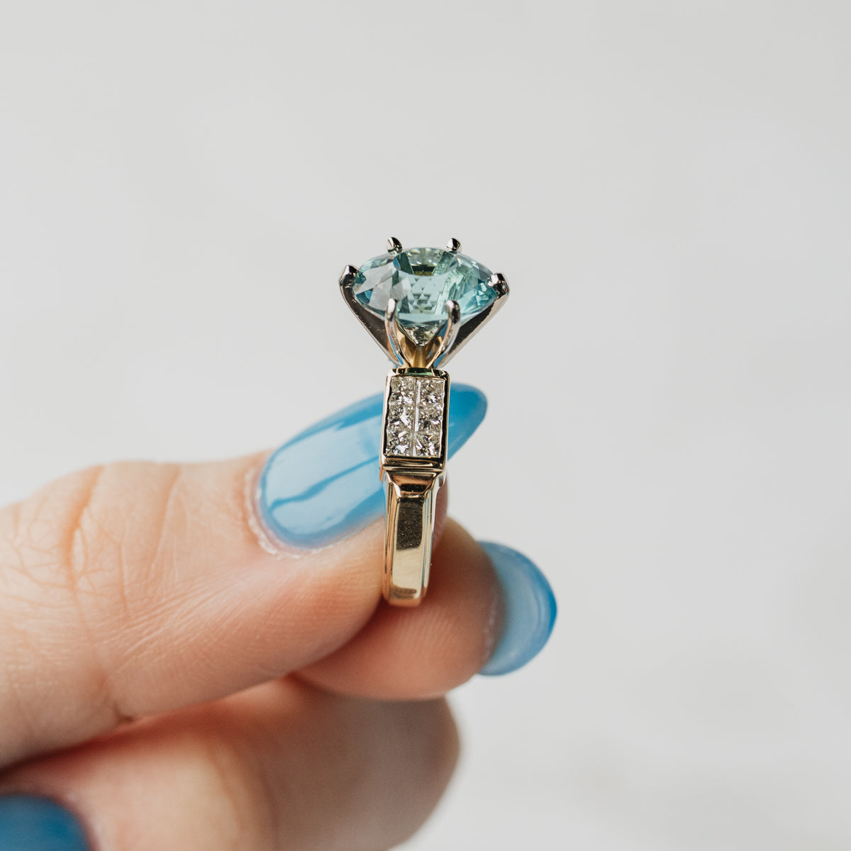 Oval Cut Mint Tourmaline and Diamond Ring