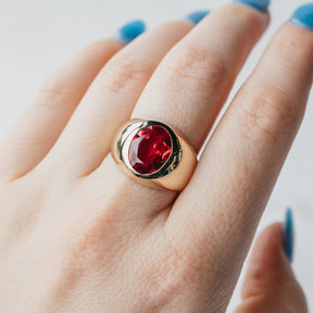 Flush Set Lab Ruby Solitaire Ring