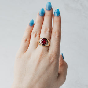 Flush Set Lab Ruby Solitaire Ring