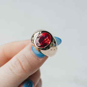 Flush Set Lab Ruby Solitaire Ring