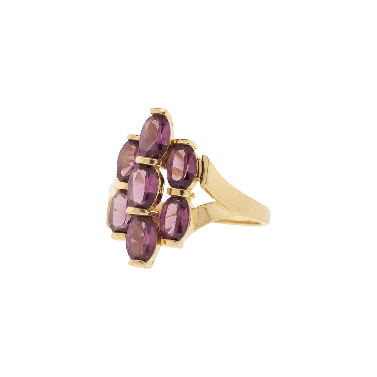 14K Yellow Gold Pink Tourmaline Cluster Ring