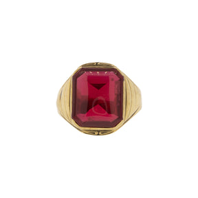 10K Yellow Gold Art Deco Lab Ruby Ring