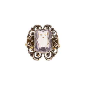 14K Yellow Gold Art Deco Amethyst Ring