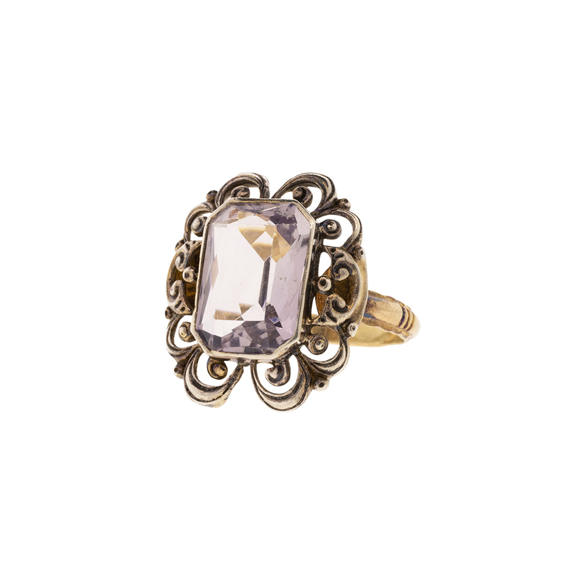 14K Yellow Gold Art Deco Amethyst Ring