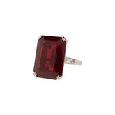 14K White Gold Verneuil Lab Ruby & White Quartz Ring