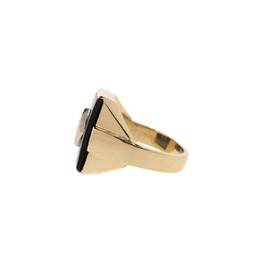 10K Yellow Gold Onyx & Diamond Ring