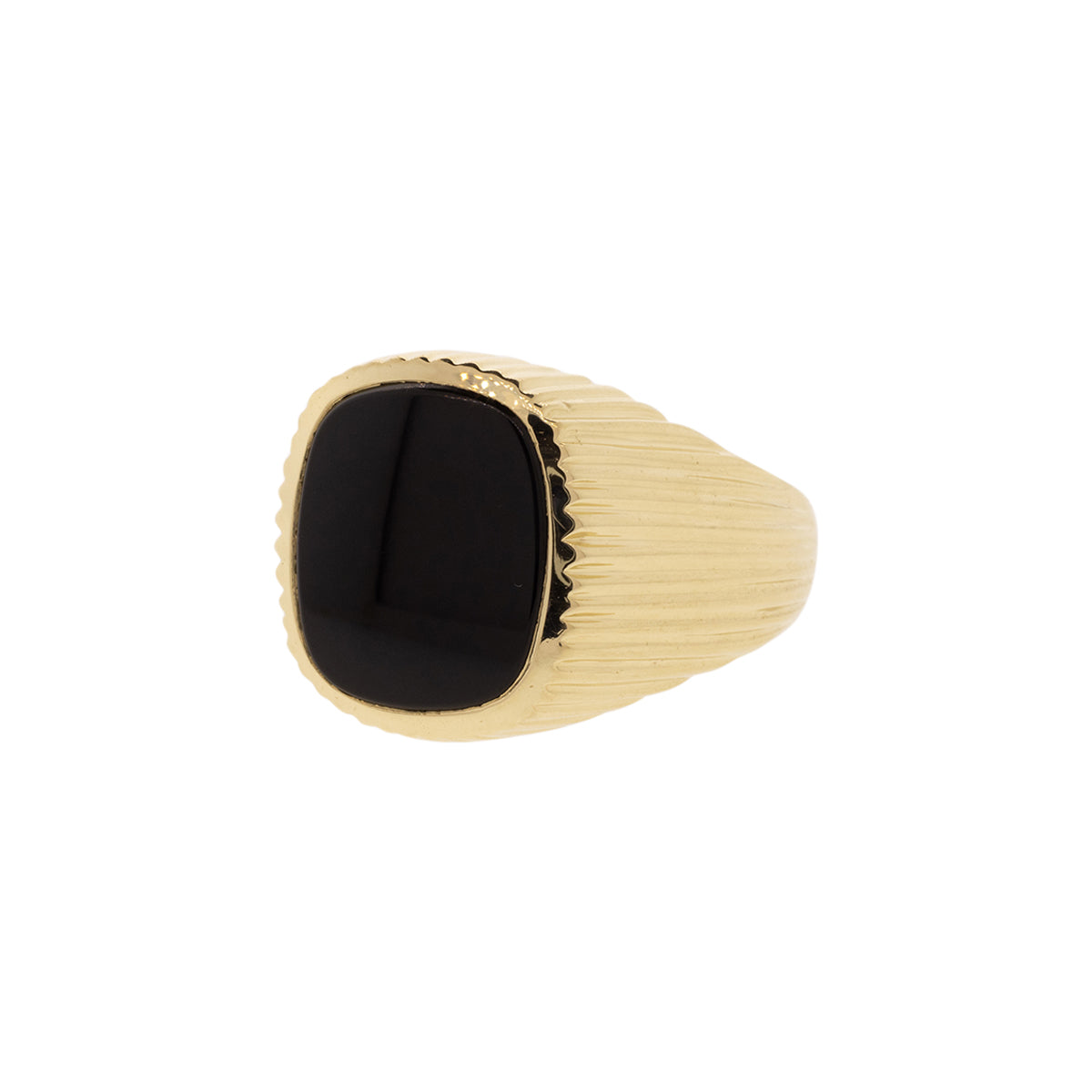 14K Yellow Gold Flat Top Onyx Ring