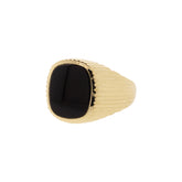 14K Yellow Gold Flat Top Onyx Ring
