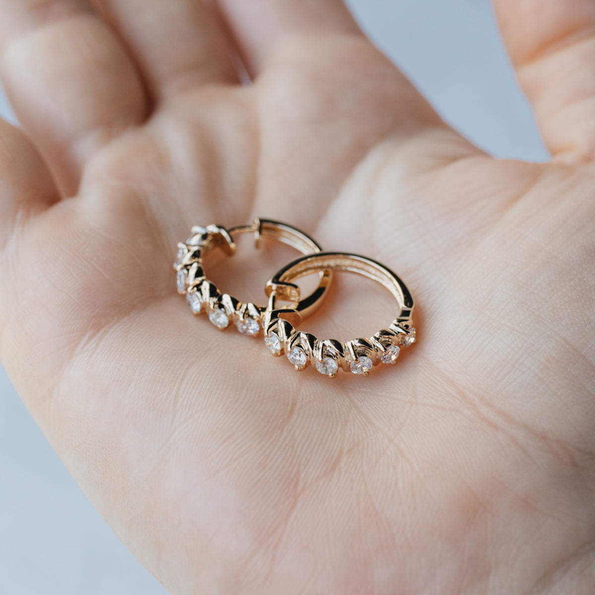 14K Yellow Gold 1.20ctw Diamond Hoop Earrings