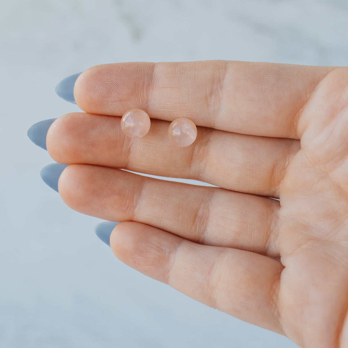 14K Yellow Gold 8mm Rose Quartz Studs
