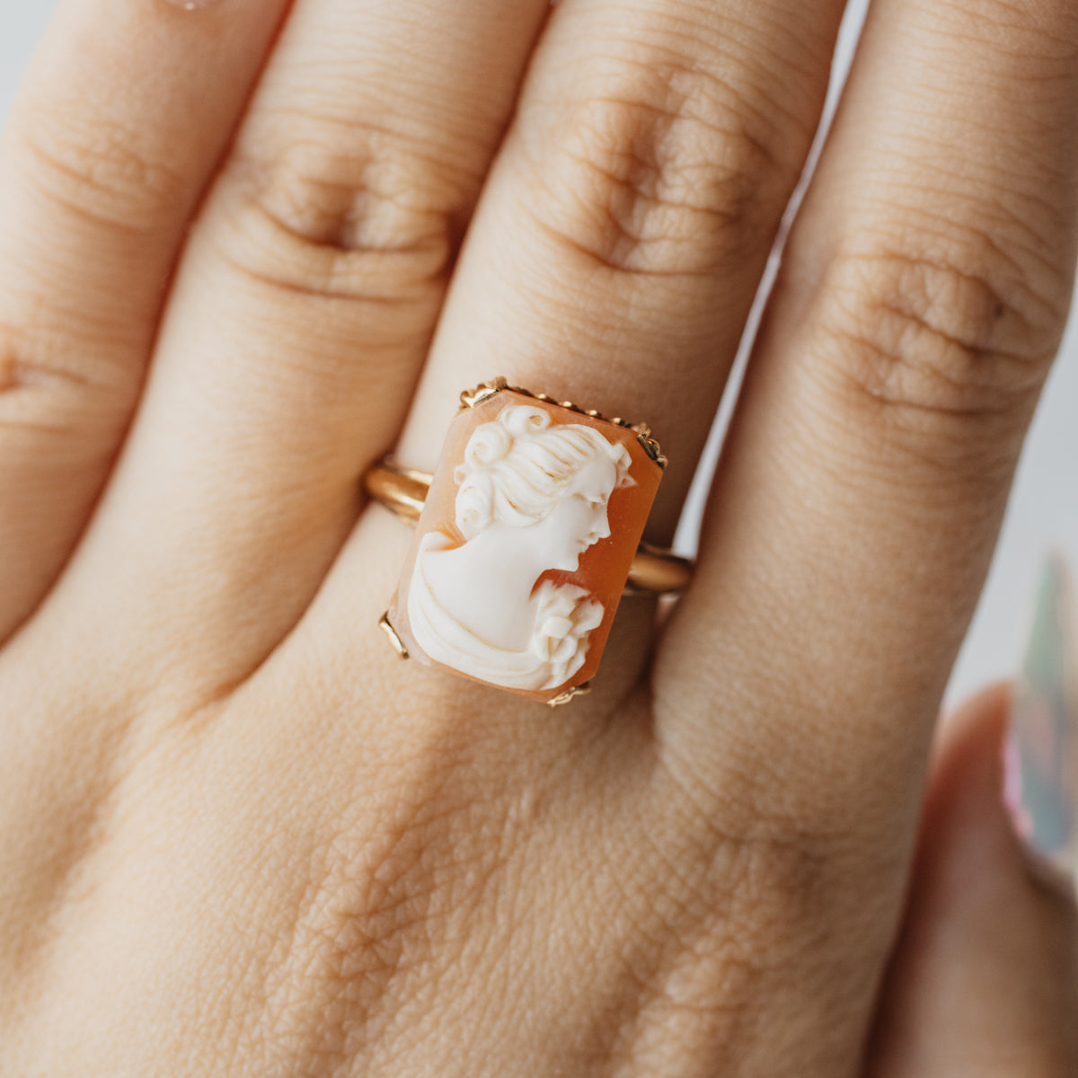 Victorian Era Ostby Barton Shell Cameo Ring